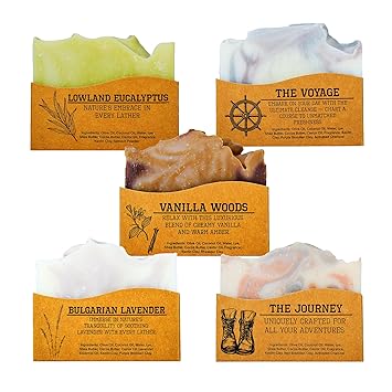 Natural Bar Soap for Women & Men | Skin-Friendly & Chemical-Free Hand Made Soap Bar Gift Set | Best Exfoliating and Cleansing Bar Soap for Men & Women | 5 Oz. Variety Pack of 5