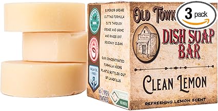 Lemon Dish Block Soap Bar - 3 Pack Natural Dish Soap Bar 4oz for Eco-Friendly Cleaning - Premium Dish Soap Block Alternative for Sustainable Kitchen |