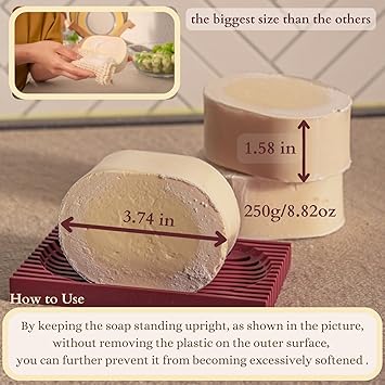 Natural Big Soap Bar Dishwashing (8.82oz *3 set) Eco Friendly Plastic Free Packaging with Sustainable Organic Ingredients for Kitchen